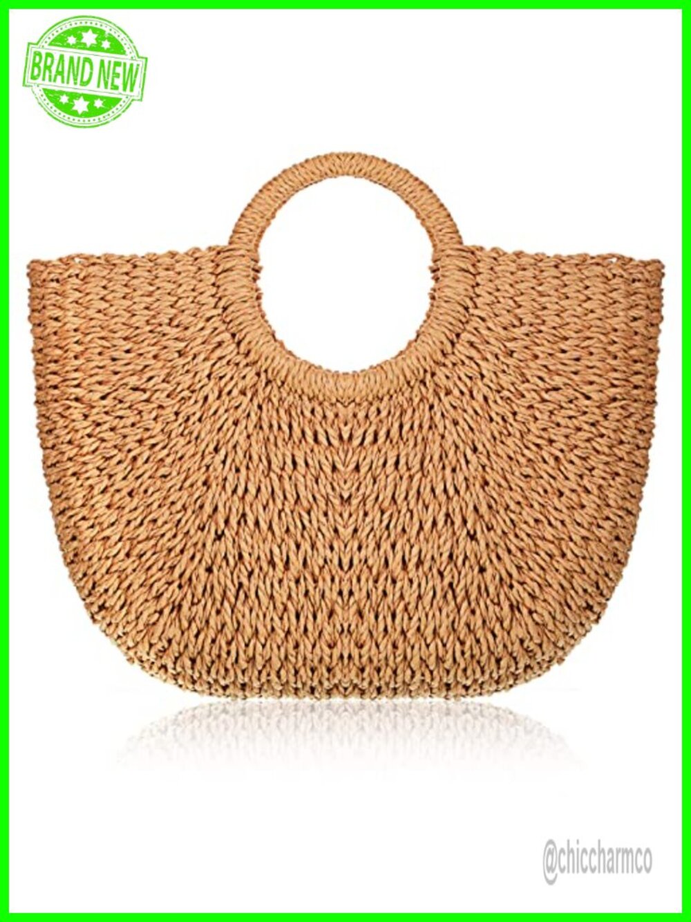 Straw Tote Bag Handmade Woven Rattan Beach Handbag for Women Travel